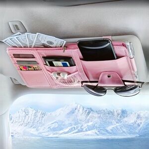 Sun Visor Vehicle Organizer Set Pink